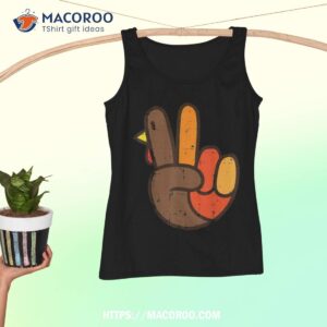 peace sign turkey hand cool thanksgiving hippie shirt tank top