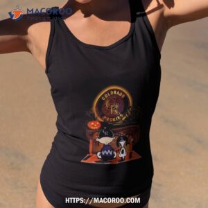 Peanut Snoopy And Charlie Brown Colorado Rockies Sitting Under Moon Halloween 2023 Shirt