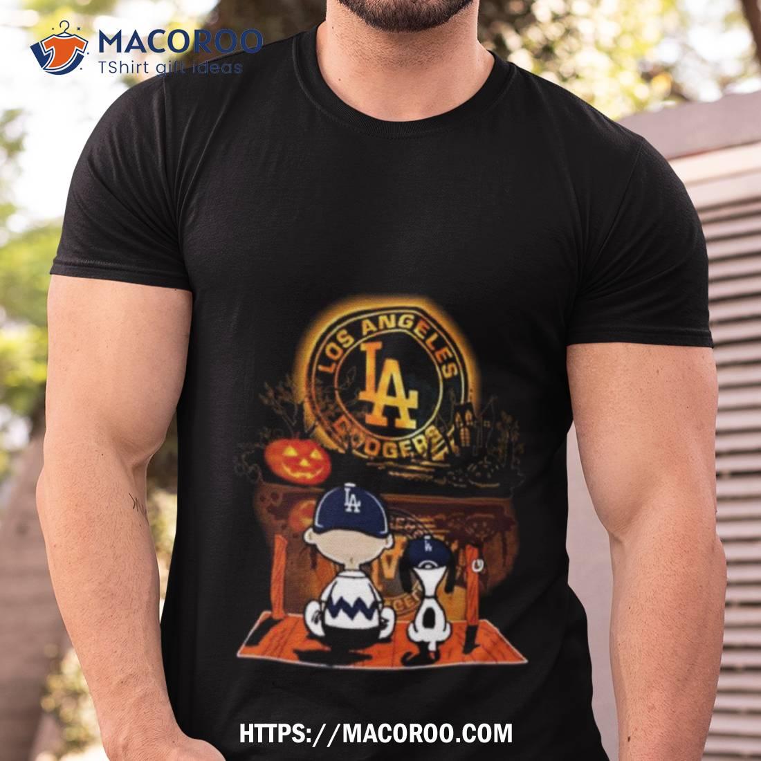 Peanut Snoopy And Charlie Brown Los Angeles Dodgers Sitting Under Moon  Halloween 2023 Shirt