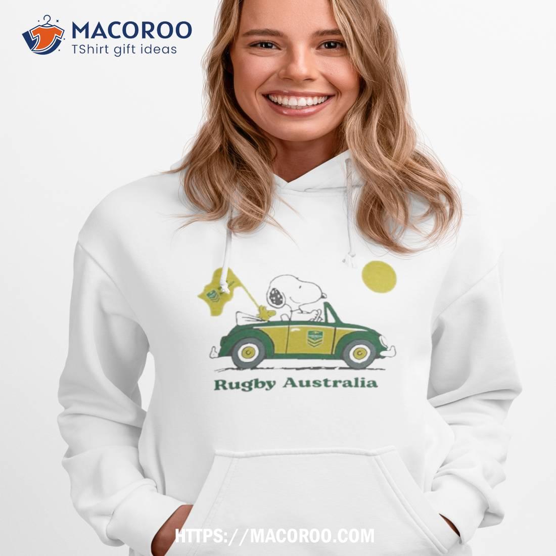 Peanuts Snoopy And Woodstock Rugby Australia On Car 2023 T Shirt Peanuts Snoopy And Woodstock Rugby Australia On Car 2023 T Shirt