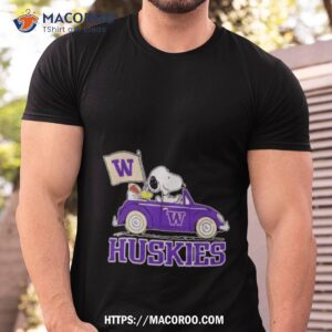 Peanuts Snoopy And Woodstock Washington Huskies On Car 2023 T Shirt