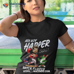 philadelphia phillies atta boy harper bryce harper and mascot signature t shirt tshirt 1