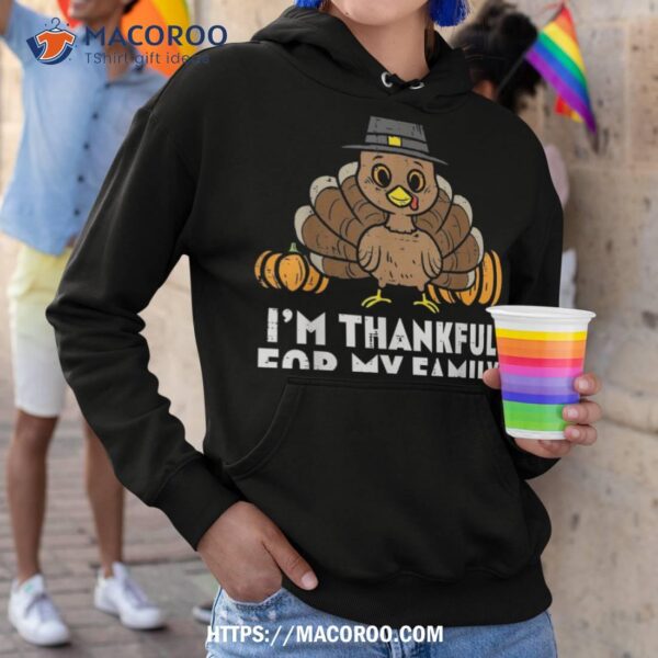 Pilgrim Turkey Im Thankful For My Family Cute Thanksgiving Shirt