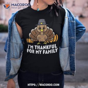 Pilgrim Turkey Im Thankful For My Family Cute Thanksgiving Shirt