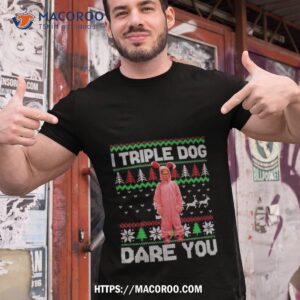 Pink Bunny I Triple Dog Dare You Christmas Shirt