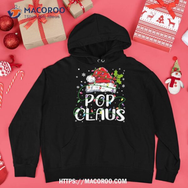 Pop Claus Christmas Santa Hat Matching Family Xmas Lights Shirt