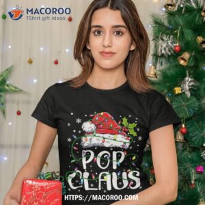 Pop Claus Christmas Santa Hat Matching Family Xmas Lights Shirt