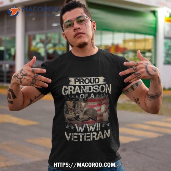 Proud Grandson Of A Ww2 Veteran Military Family Day Shirt