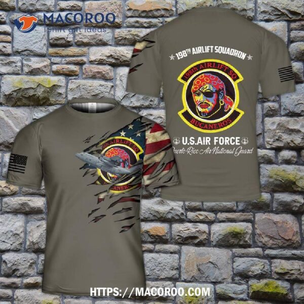 Puerto Rico Air National Guard 198th Airlift Squadron Wc-130h Hercules Flag 3D T-Shirt