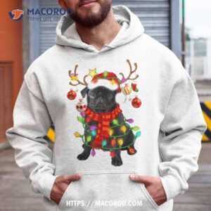 pug santa christmas tree lights xmas 2023 pugmas dog dogmas shirt hoodie