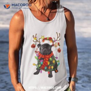 pug santa christmas tree lights xmas 2023 pugmas dog dogmas shirt tank top