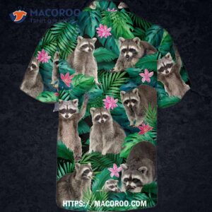 r3 funny raccoon sunflowers tropical lovers hawaiian shirt button down 2