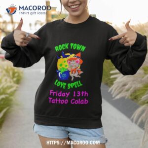 raccoon rock town love spell friday 13th tattoo collab shirt sweatshirt 1