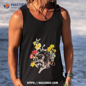 raccoon with flowers shirt tank top
