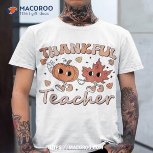 retro fall thankful teacher thanksgiving shirt for tshirt