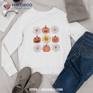 retro groovy fall vintage pumpkin flower hippie halloween shirt sweatshirt