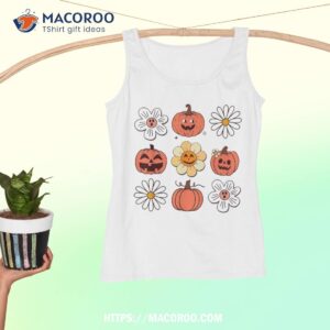 retro groovy fall vintage pumpkin flower hippie halloween shirt tank top