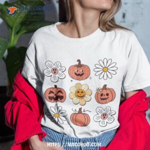 retro groovy fall vintage pumpkin flower hippie halloween shirt tshirt