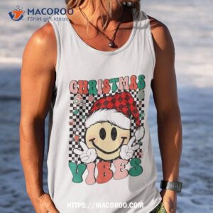 retro groovy merry christmas vibes trendy santa claus xmas shirt tank top