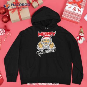 rocker santa claus christmas shirt hoodie