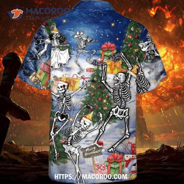 Christmas Season Merry Funny Skeleton Dancing Under Hawaiian Shirt