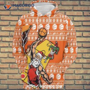 Santa Basketball All Over Print 3D Hoodie, Hoodies For Xmas