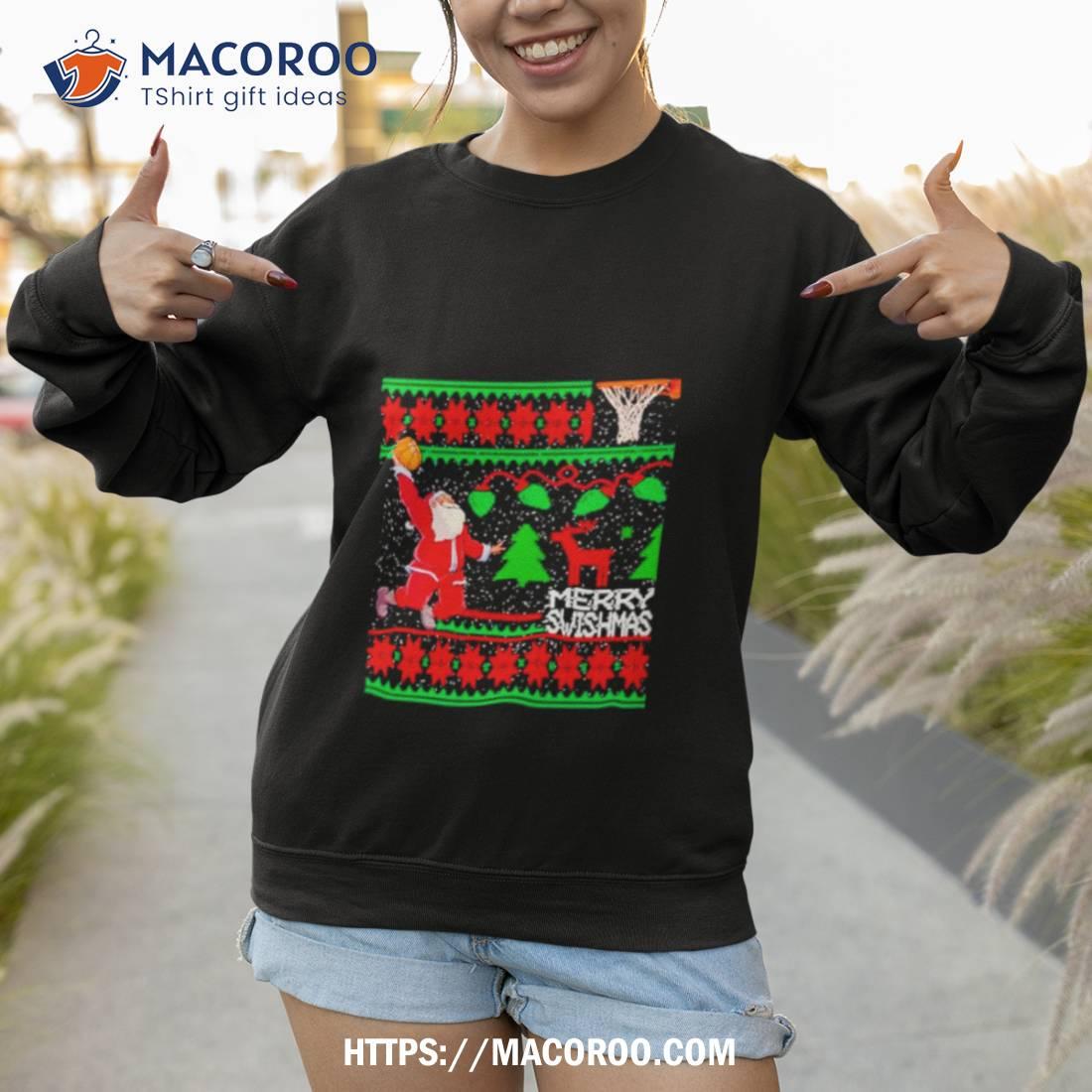 Santa Basketball Merry Swishmas Ugly Christmas Sweatshirt Santa Basketball Merry Swishmas Ugly Christmas Sweatshirt