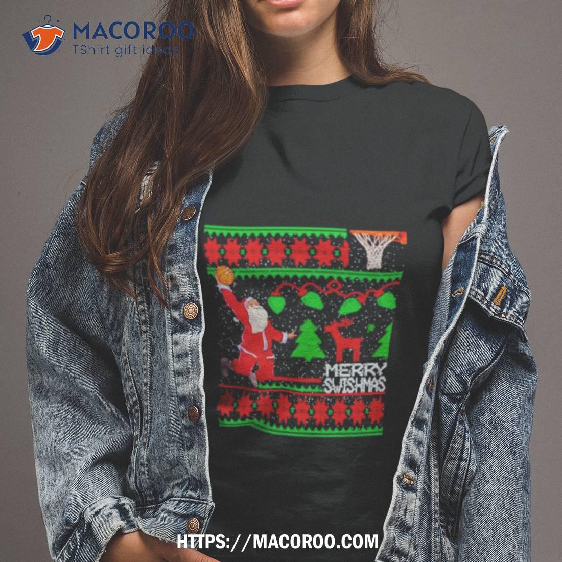 Santa Basketball Merry Swishmas Ugly Christmas Sweatshirt Santa Basketball Merry Swishmas Ugly Christmas Sweatshirt