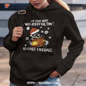 Santa Black Cat It’s The Most Wonderful Time To Cast Fireball Christmas Shirt