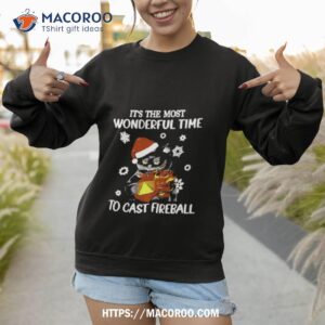 santa black cat it s the most wonderful time to cast fireball christmas shirt sweatshirt 1