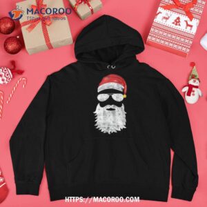 santa claus face sunglasses with hat beard christmas shirt hoodie