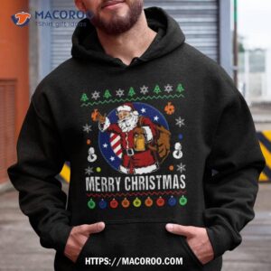 Santa Claus Patriotic Christmas Ornaments Xmas Us Flag Shirt