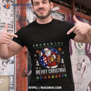 Santa Claus Patriotic Christmas Ornaments Xmas Us Flag Shirt