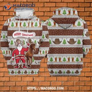 Santa Cowboy Merry Christmas All Over Print 3D Hoodie