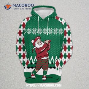 Golfer Santa All Over Print 3D Hoodie