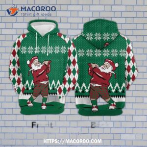santa golf gosblue unisex 3d sublimation christmas pullover sweatshirt graphic printed hoodies funny 1