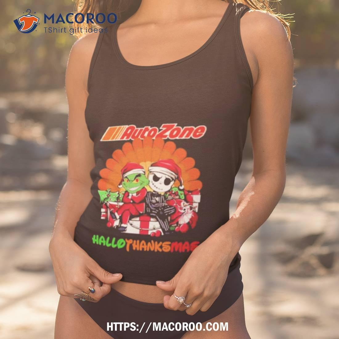 Santa Grinch And Jack Skellington Auto Zone Happy Hallothanksmas 2023 Shirt Santa Grinch And Jack Skellington Auto Zone Happy Hallothanksmas 2023 Shirt