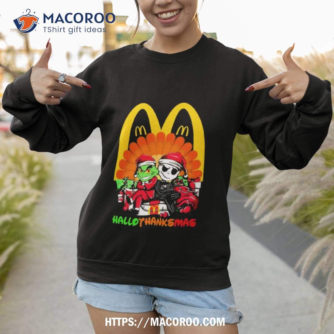 Santa Grinch And Jack Skellington Mc Donald Happy Hallothanksmas 2023 Shirt Santa Grinch And Jack Skellington Mc Donald Happy Hallothanksmas 2023 Shirt