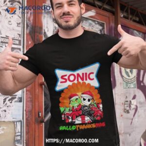santa grinch and jack skellington sonic happy hallothanksmas 2023 shirt tshirt 1