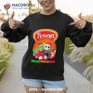 santa grinch and jack skellington tyson happy hallothanksmas 2023 shirt sweatshirt