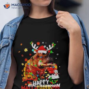 Santa Hippopotamus Happy Hallothanksmas Shirt