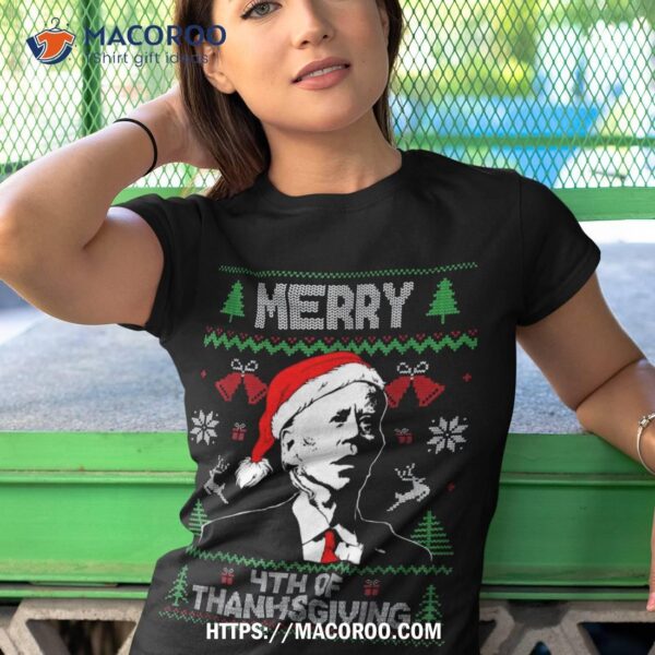 Santa Joe Biden Merry Thanksgiving Ugly Christmas Sweater T Shirt