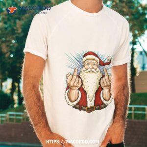 santa middle finger flip off st nick christmas shirt tshirt