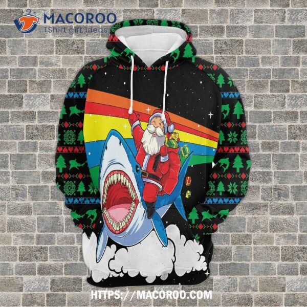 Santa Rainbow All Over Print 3D Hoodie