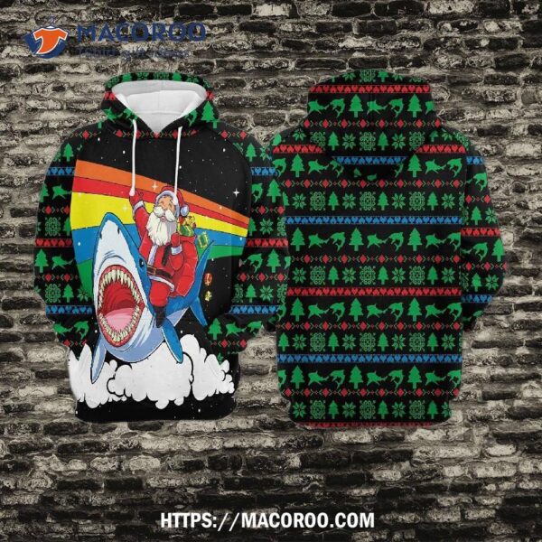 Santa Rainbow All Over Print 3D Hoodie