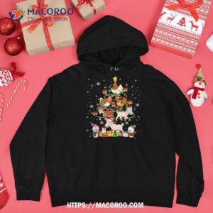 santa reindeer elf chickens and goats as xmas tree snow shirt hoodie