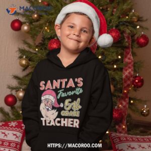 santa s favorite 5th grade teacher retro santa claus shirt hoodie