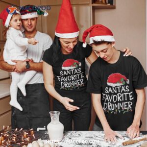 santa s favorite drummer christmas santa claus tree lights shirt tshirt 2