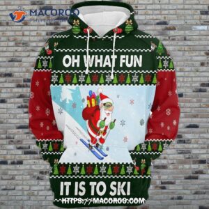 Santa Oh What Fun It Is To Ski All Over Print 3D Hoodie