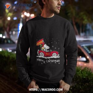 santa snoopy and woodstock driving car advance auto parts merry christmas shirt sweatshirt